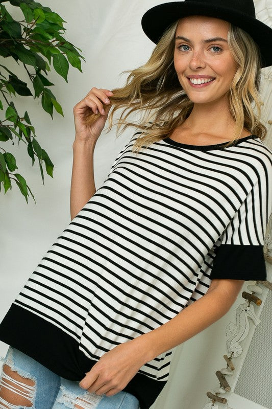 PLUS STRIPE MIXED HIGH LOW TOP