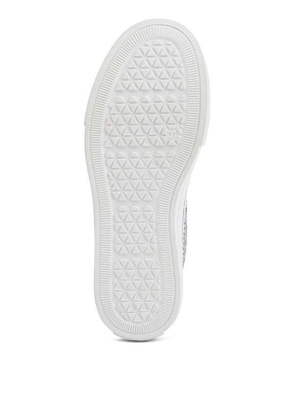 Asuka Rhinestone Embellished Ankle  Denim Sneakers