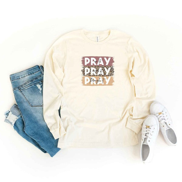 Pray On It Colorful Long Sleeve Graphic Tee