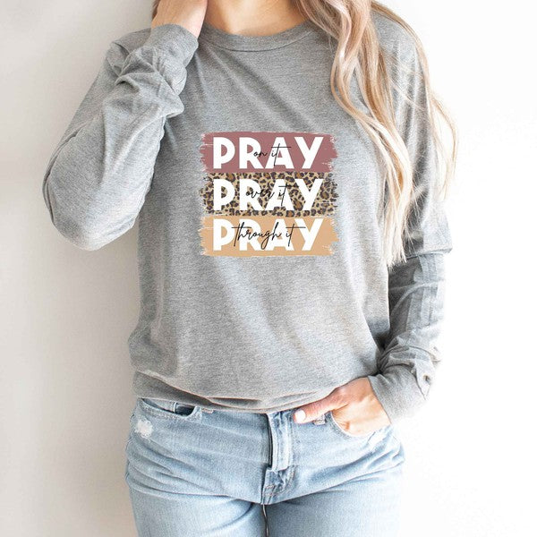 Pray On It Colorful Long Sleeve Graphic Tee