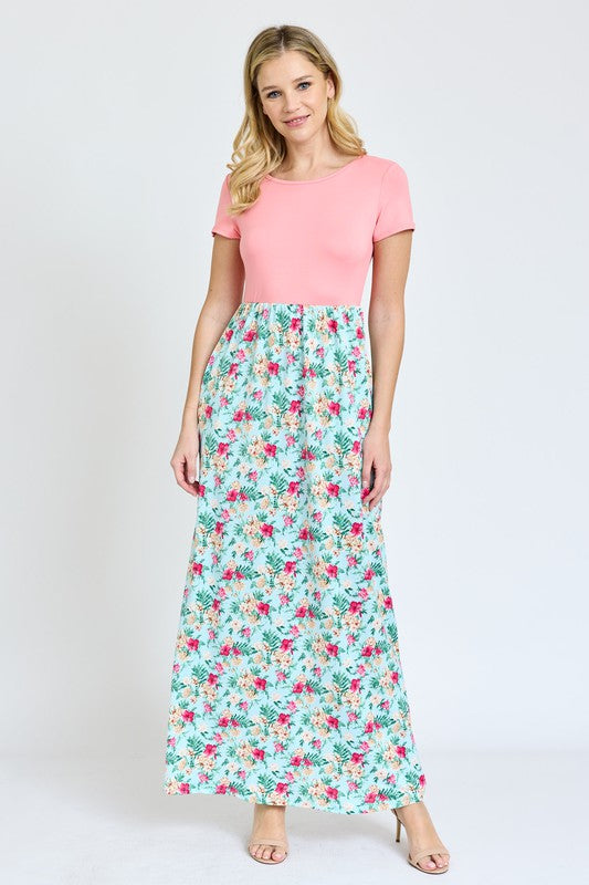 Short Sleeve Floral Maxi Dress