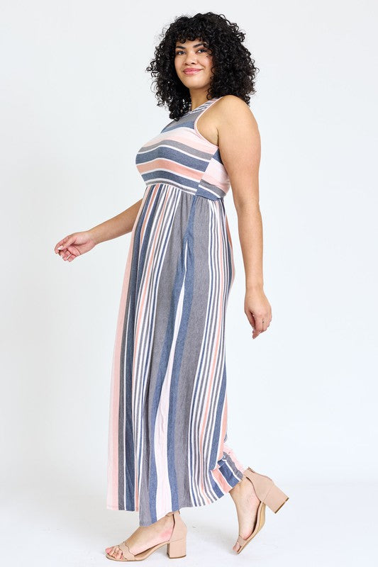 Plus Vintage Stripe Maxi Dress
